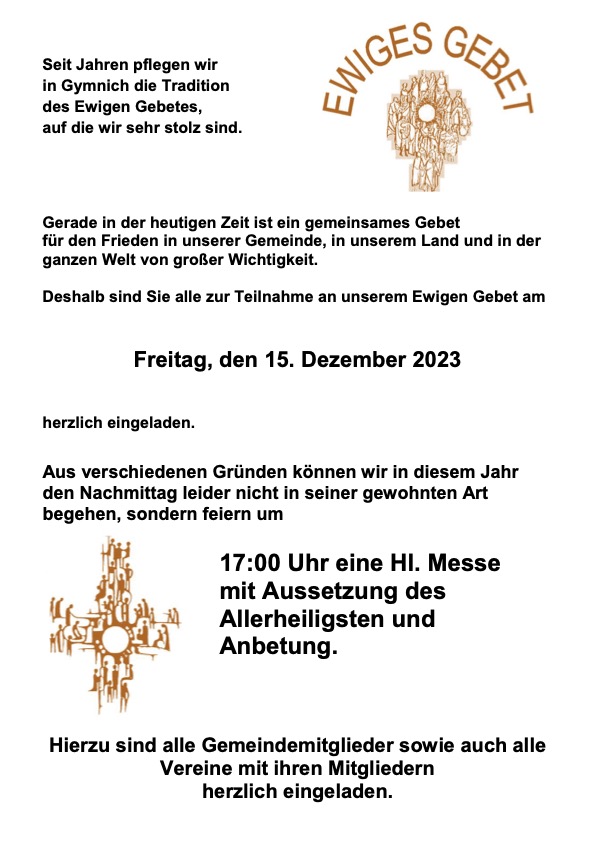 Einladung der Pfarrgemeinde zum Ewigen Gebet